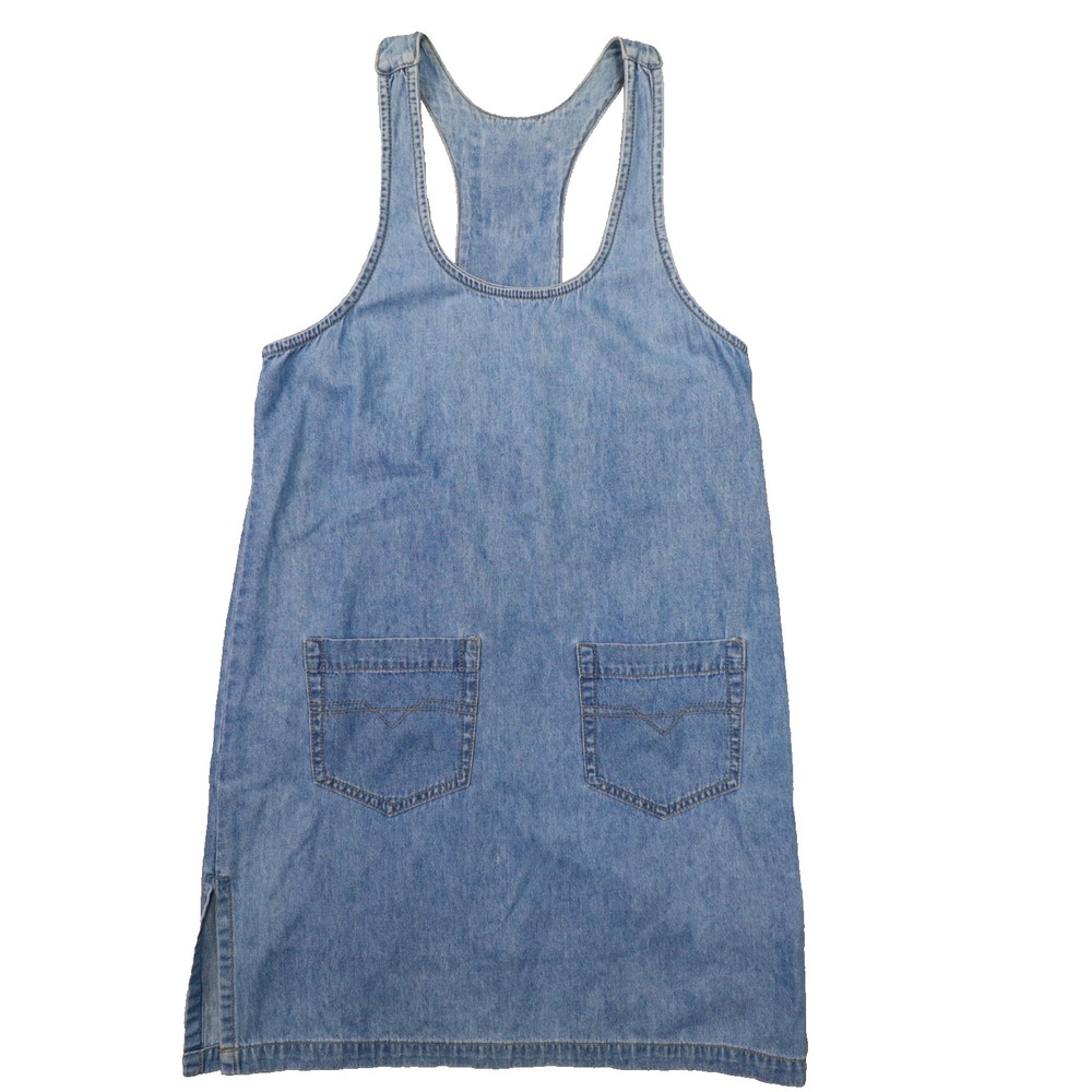 Vintage Grass Raggs Chambray Denim Overall Dress Jumper Small Made in USA